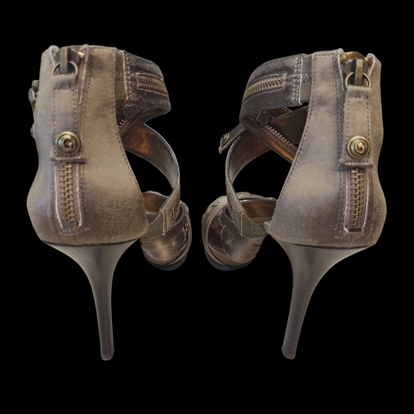 Preloved GUESS Bronze Strappy Heels Size 9 - Picture 4 of 8